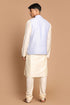 VASTRAMAY Lavender Woven Jacket With Cream Kurta and Pyjama Baap Beta Set
